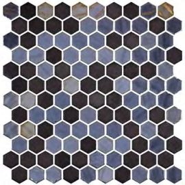 Стъклена мозайка ONIX Hex Stoneglass Opalo Black