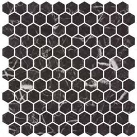 Стъклена мозайка ONIX Hex Nero Marquina Matte