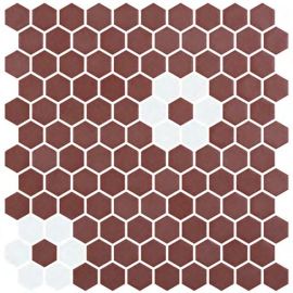 Стъклена мозайка ONIX Hex Stoneglass Russet & White Matte