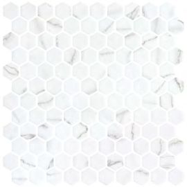 Стъклена мозайка ONIX Hex Venato White Matte