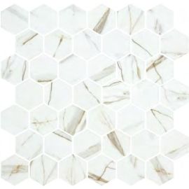 Стъклена мозайка ONIX Hex XL Calacatta Gold Matte