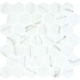 Стъклена мозайка ONIX Hex XL Venato White Matte