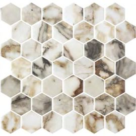 Стъклена мозайка ONIX Hex XL Arabescato Gold Matte