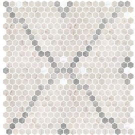Стъклена мозайка ONIX Hex Ivory Honed, Hex Silver Matte & Hex Venato White Matte